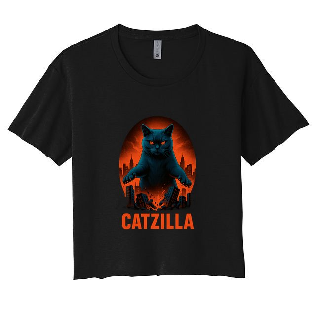 Catzilla Pose Women's Crop Top Tee