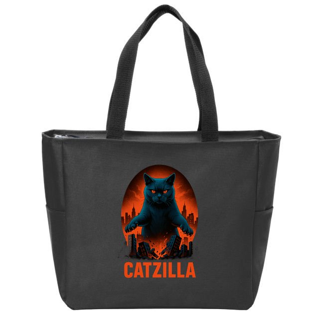 Catzilla Pose Zip Tote Bag