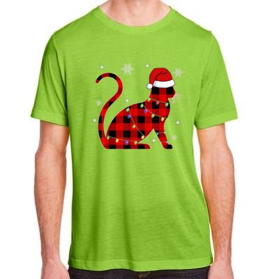 Christmas Plaid Cat Holiday Cute Adult ChromaSoft Performance T-Shirt