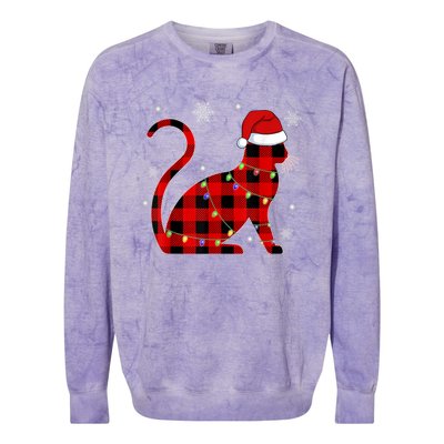 Christmas Plaid Cat Holiday Cute Colorblast Crewneck Sweatshirt