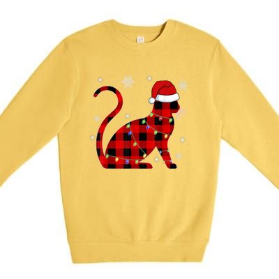 Christmas Plaid Cat Holiday Cute Premium Crewneck Sweatshirt