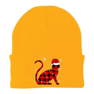 Christmas Plaid Cat Holiday Cute Knit Cap Winter Beanie