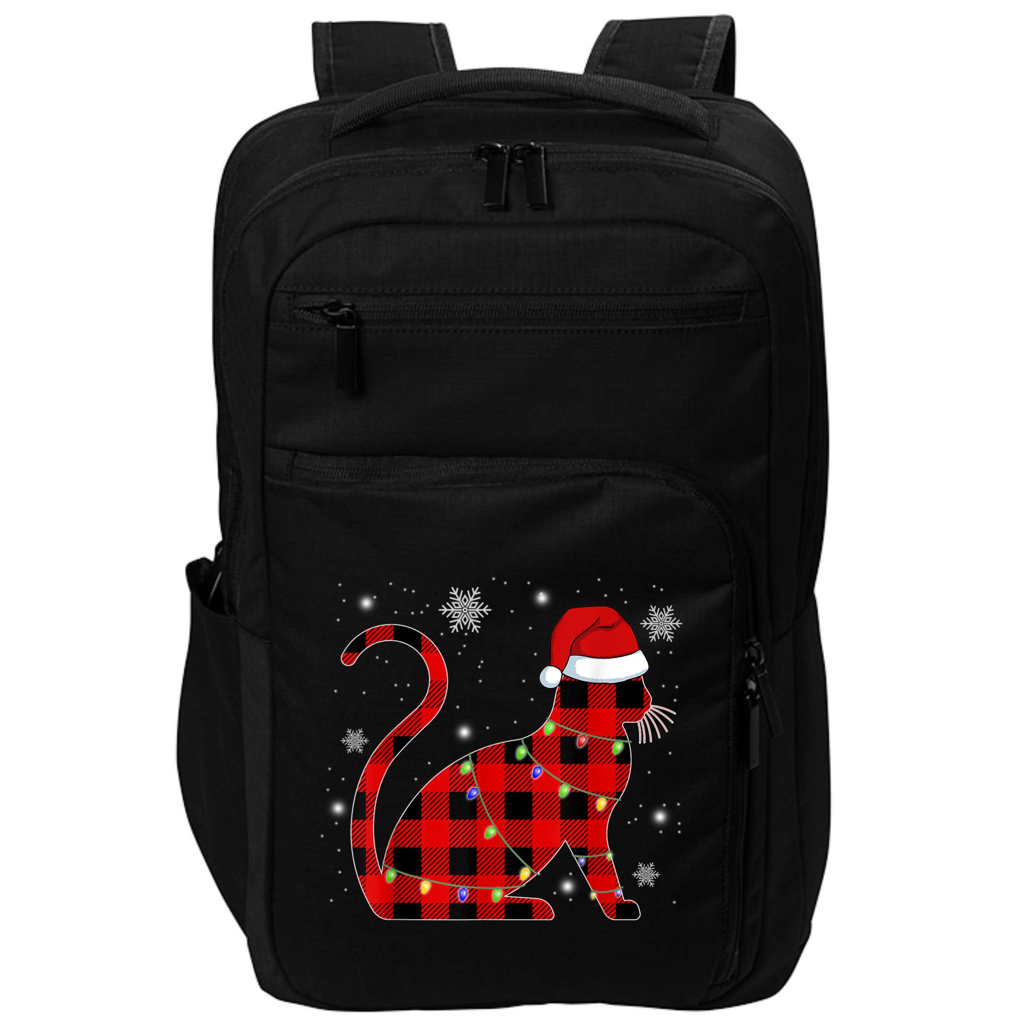 Christmas Plaid Cat Holiday Cute Impact Tech Backpack