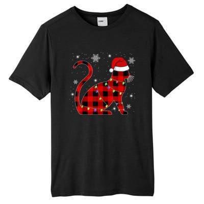 Christmas Plaid Cat Holiday Cute Tall Fusion ChromaSoft Performance T-Shirt