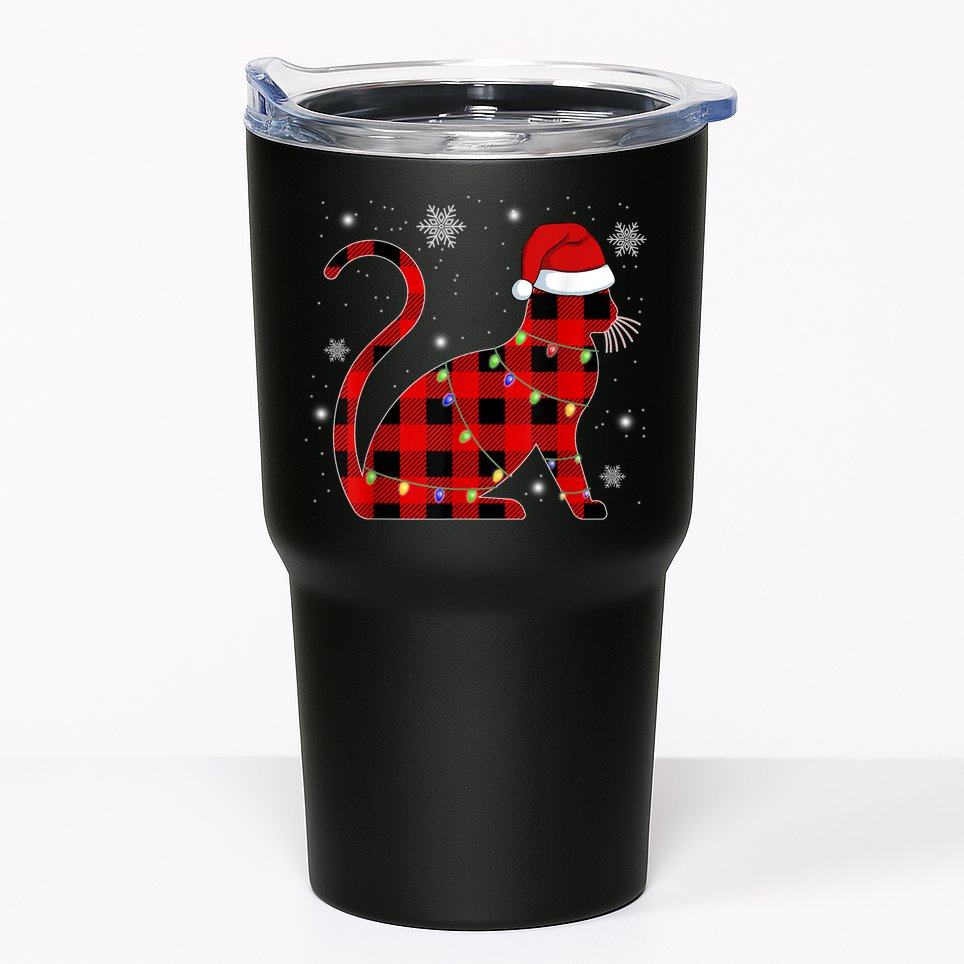 Christmas Plaid Cat Holiday Cute Tumbler