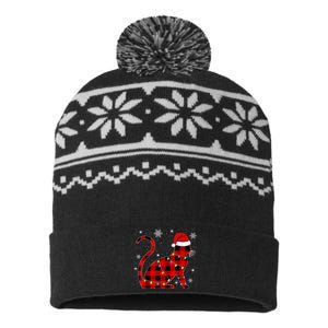 Christmas Plaid Cat Holiday Cute USA-Made Snowflake Beanie