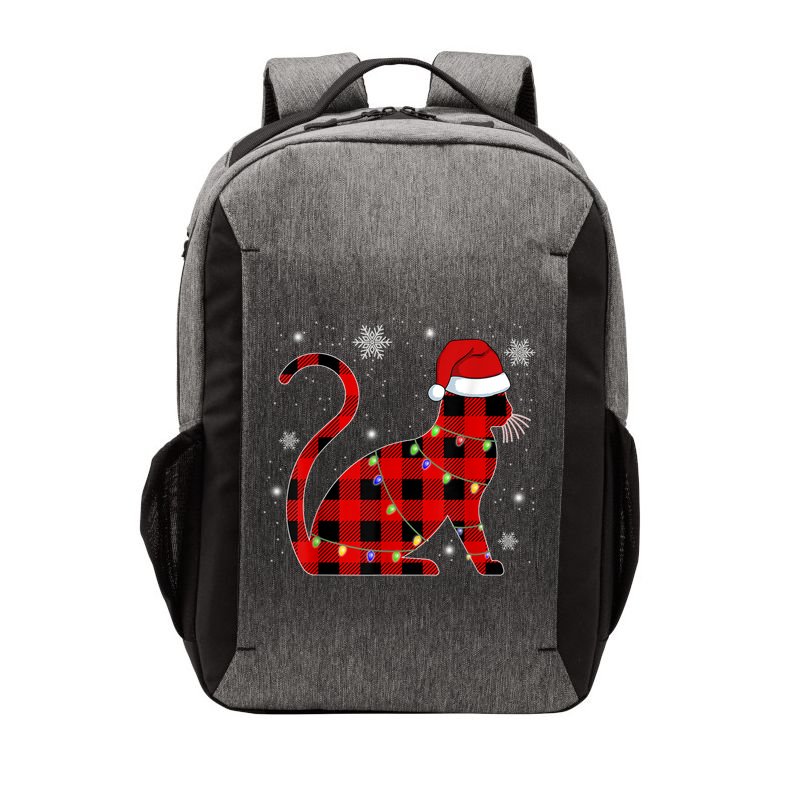 Christmas Plaid Cat Holiday Cute Vector Backpack