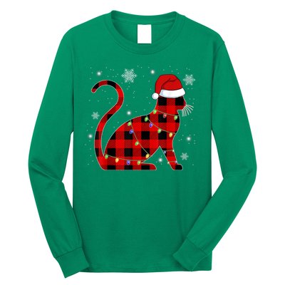 Christmas Plaid Cat Holiday Cute Long Sleeve Shirt