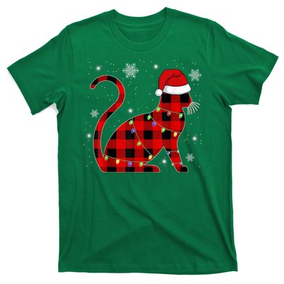 Christmas Plaid Cat Holiday Cute T-Shirt