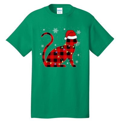 Christmas Plaid Cat Holiday Cute Tall T-Shirt