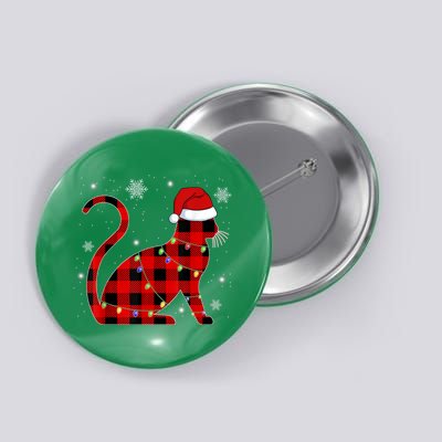 Christmas Plaid Cat Holiday Cute Button