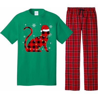 Christmas Plaid Cat Holiday Cute Pajama Set