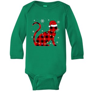 Christmas Plaid Cat Holiday Cute Baby Long Sleeve Bodysuit