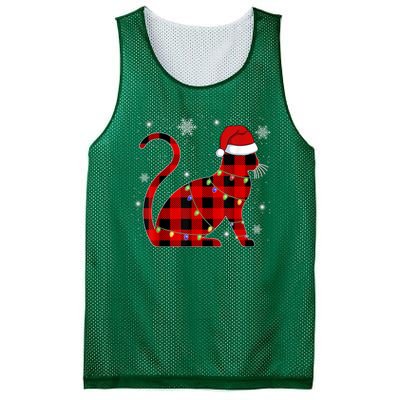 Christmas Plaid Cat Holiday Cute Mesh Reversible Basketball Jersey Tank