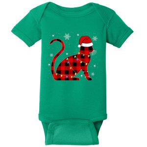 Christmas Plaid Cat Holiday Cute Baby Bodysuit