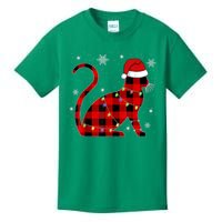 Christmas Plaid Cat Holiday Cute Kids T-Shirt