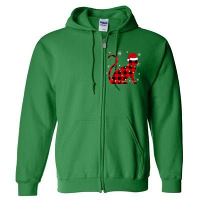 Christmas Plaid Cat Holiday Cute Full Zip Hoodie