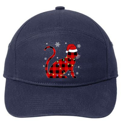 Christmas Plaid Cat Holiday Cute 7-Panel Snapback Hat