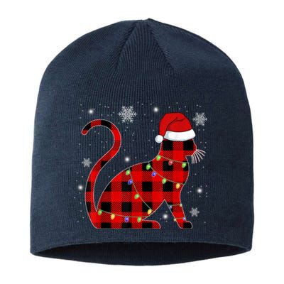 Christmas Plaid Cat Holiday Cute Sustainable Beanie