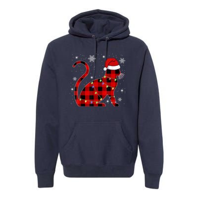 Christmas Plaid Cat Holiday Cute Premium Hoodie