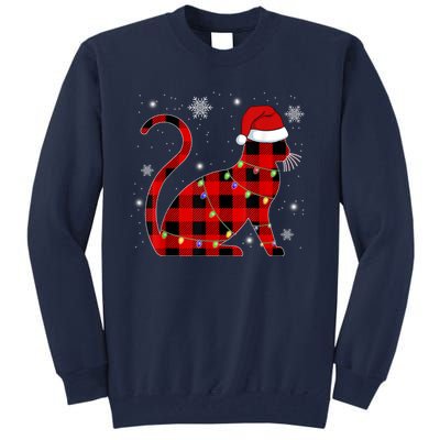 Christmas Plaid Cat Holiday Cute Tall Sweatshirt