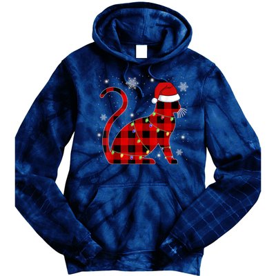 Christmas Plaid Cat Holiday Cute Tie Dye Hoodie