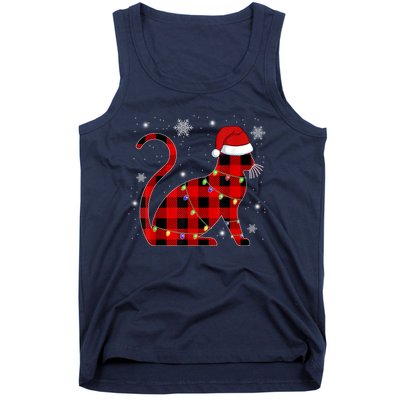 Christmas Plaid Cat Holiday Cute Tank Top