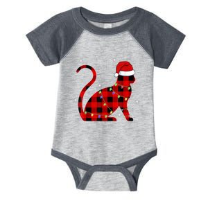 Christmas Plaid Cat Holiday Cute Infant Baby Jersey Bodysuit