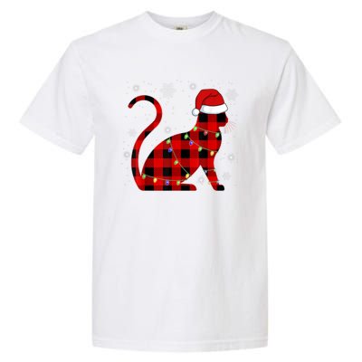 Christmas Plaid Cat Holiday Cute Garment-Dyed Heavyweight T-Shirt