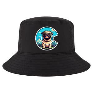 Colorado Pug Cute Cartoon Pug Dog in the Mountains C Logo Cool Comfort Performance Bucket Hat