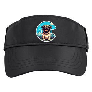 Colorado Pug Cute Cartoon Pug Dog in the Mountains C Logo Adult Drive Performance Visor