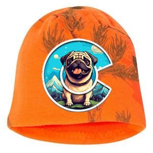 Colorado Pug Cute Cartoon Pug Dog in the Mountains C Logo Kati - Camo Knit Beanie