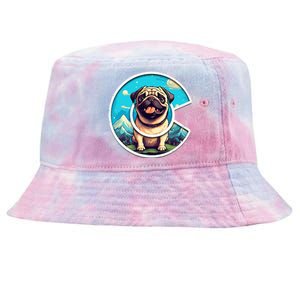 Colorado Pug Cute Cartoon Pug Dog in the Mountains C Logo Tie-Dyed Bucket Hat