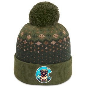 Colorado Pug Cute Cartoon Pug Dog in the Mountains C Logo The Baniff Cuffed Pom Beanie