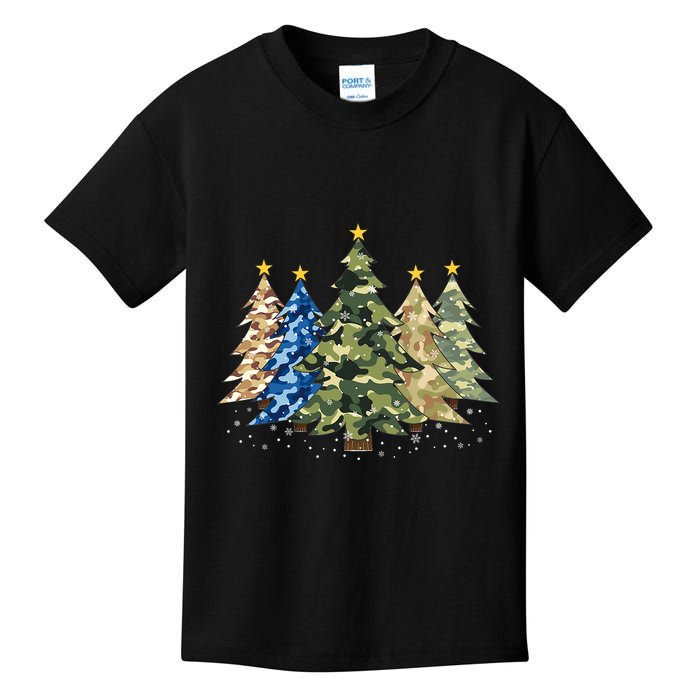Camo Print Christmas Trees With Camouflage Print Xmas Kids T-Shirt