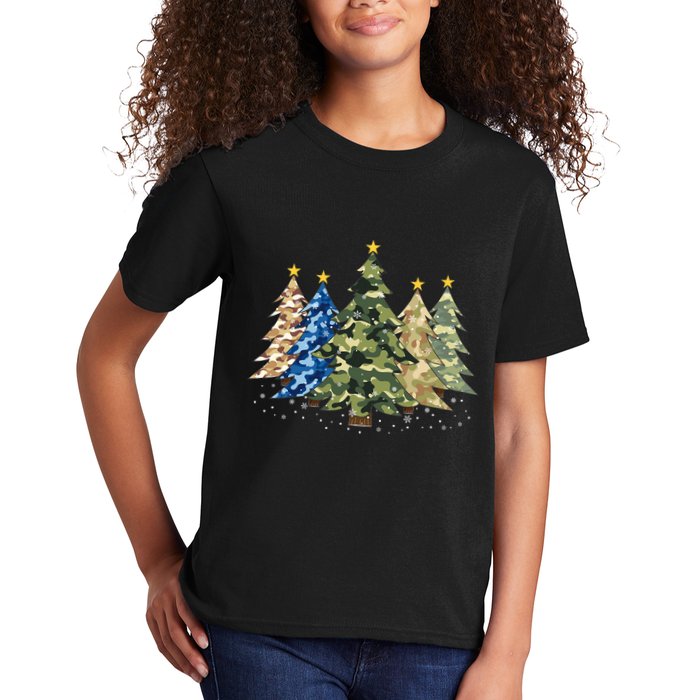 Camo Print Christmas Trees With Camouflage Print Xmas Kids T-Shirt