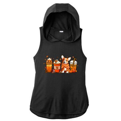 Cute Pumpkin Corgi Coffee Dog Welsh Corgi Latte Owner Pet Gift Ladies PosiCharge Tri-Blend Wicking Draft Hoodie Tank