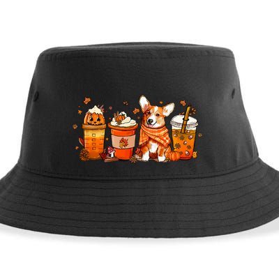 Cute Pumpkin Corgi Coffee Dog Welsh Corgi Latte Owner Pet Gift Sustainable Bucket Hat