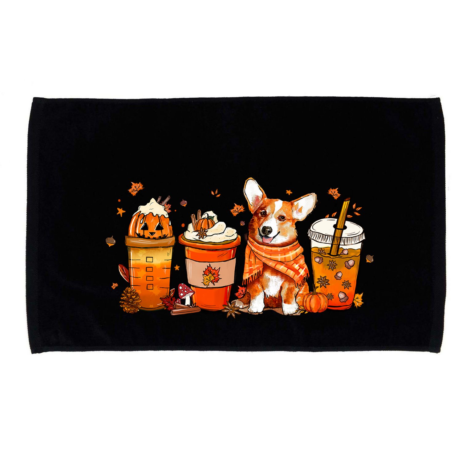 Cute Pumpkin Corgi Coffee Dog Welsh Corgi Latte Owner Pet Gift Microfiber Hand Towel