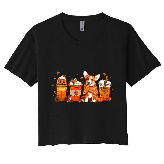 Cute Pumpkin Corgi Coffee Dog Welsh Corgi Latte Owner Pet Gift Crop Top
