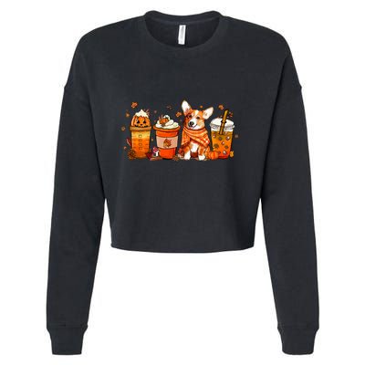 Cute Pumpkin Corgi Coffee Dog Welsh Corgi Latte Owner Pet Gift Cropped Pullover Crew