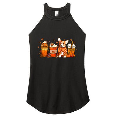 Cute Pumpkin Corgi Coffee Dog Welsh Corgi Latte Owner Pet Gift Women's Perfect Tri Rocker Tank
