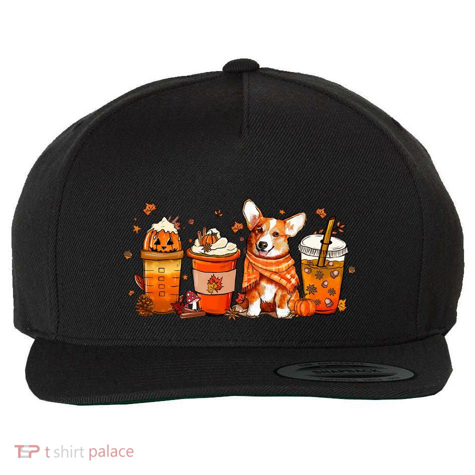 Cute Pumpkin Corgi Coffee Dog Welsh Corgi Latte Owner Pet Gift Wool Snapback Cap
