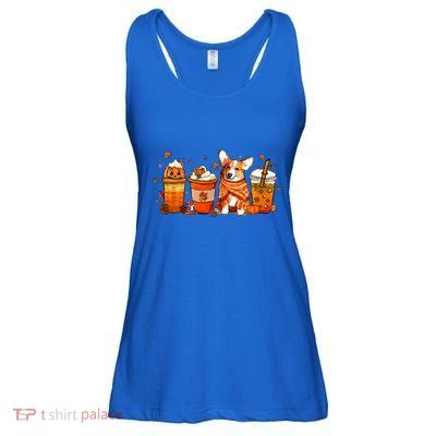 Cute Pumpkin Corgi Coffee Dog Welsh Corgi Latte Owner Pet Gift Ladies Essential Flowy Tank