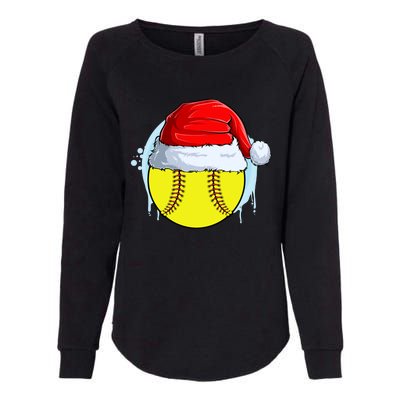 Catcher Pitcher Christmas Softball Ball Santa Hat Gift Womens California Wash Sweatshirt