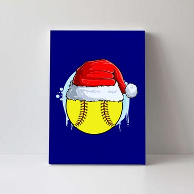 Catcher Pitcher Christmas Softball Ball Santa Hat Gift Canvas