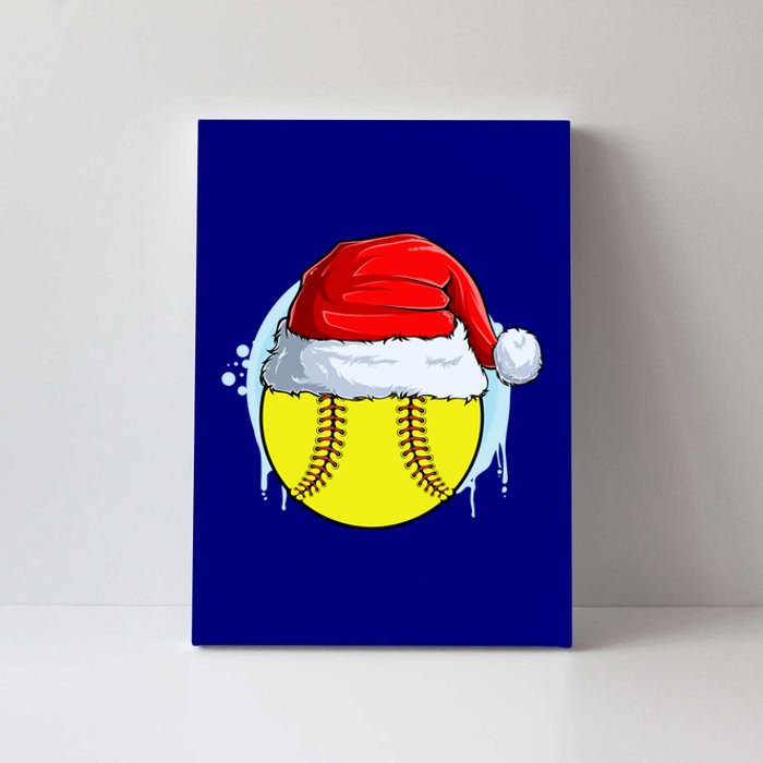 Catcher Pitcher Christmas Softball Ball Santa Hat Gift Canvas