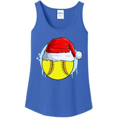 Catcher Pitcher Christmas Softball Ball Santa Hat Gift Ladies Essential Tank