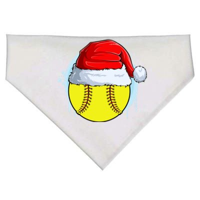 Catcher Pitcher Christmas Softball Ball Santa Hat Gift USA-Made Doggie Bandana