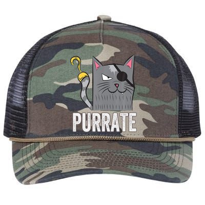 Cat Pirate Cats Halloween Cat Lover Gift Retro Rope Trucker Hat Cap